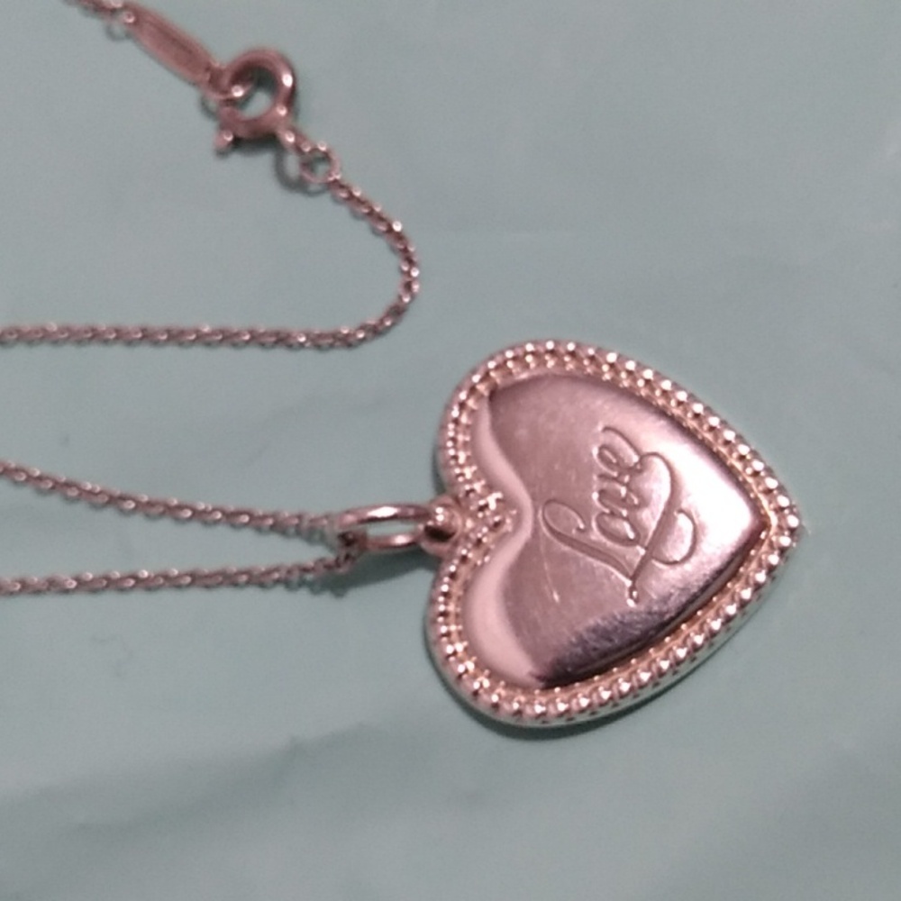 Authentic Tiffany & Co. Sterling Silver Love Heart Necklace Bead Pendant